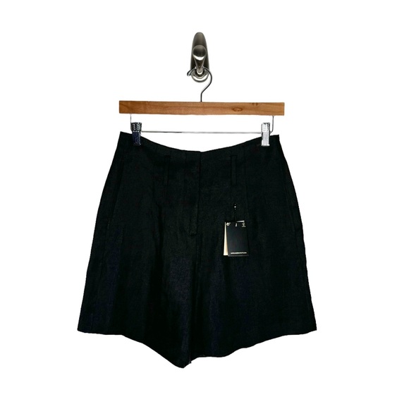 Massimo Dutti | NWT 100% Flax Linen Pleated Shorts in Black US 6 - Picture 9 of 10
